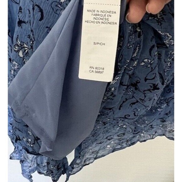 Lucky Brand Layla Scarf Dress Womens Small Blue Floral Strappy Flowy Sheer Boho - Picture 13 of 14